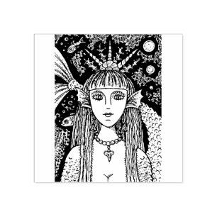 CARIMBO DE BORRACHA MERMAID, FANTASIA DO MAR NEGRO, SEIO NEGRO, PESCAD