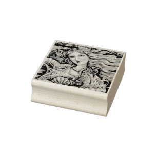 Carimbo De Borracha MERMAID, SEAHORSE, FANTASY RUBBLE STAMP Closeup