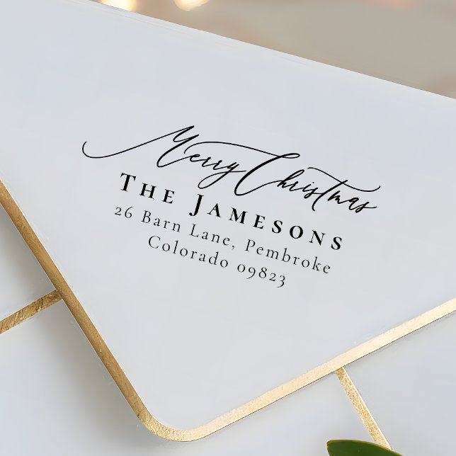 Carimbo De Borracha MERRISTMAS Red Family Name Endereço de devolução (Criador carregado)