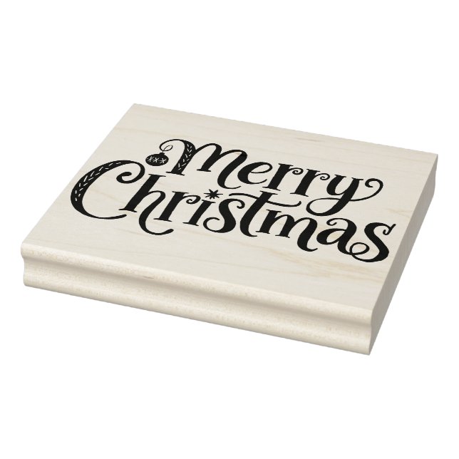 Carimbo De Borracha Merry Christmas Cursive Typography  (Carimbo)