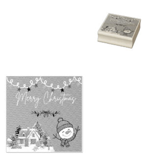 Carimbo De Borracha Merry Christmas Wood Art Stamp