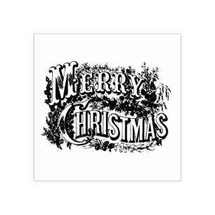 CARIMBO DE BORRACHA MERRY CHRISTMAS WOOD ART STAMP