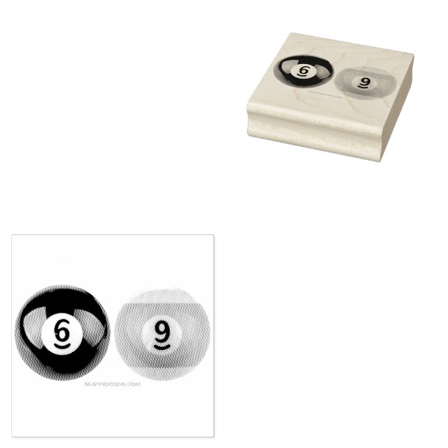 Carimbo De Borracha Mesa de piscina 69 do SlipperyJoe, duas bolas de b (Carimbado)