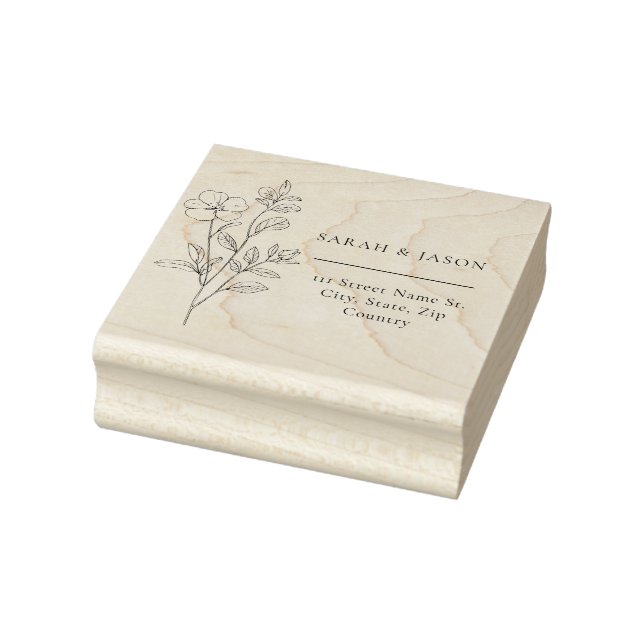 Carimbo De Borracha Minimalist Floral Wedding Rubber Stamp (Carimbo)