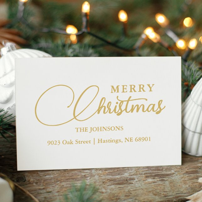 Carimbo De Borracha Minimalist Modern Merry Christmas Family Address (Minimalist Modern Merry Christmas Family Address Rubber Stamp Transform your holiday correspondence.)