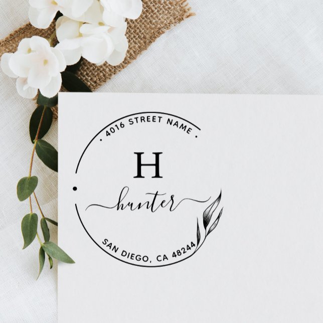 Carimbo De Borracha Mínimo do Monograma Elegante de Endereço de Retorn (Criador carregado)