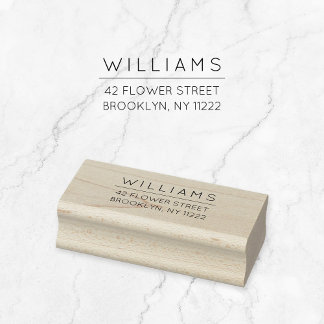 Carimbo De Borracha Mínimo Moderno 01 Endereço de Retorno Wooden