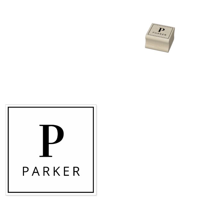 Carimbo De Borracha Mínimo Monograma Personalizado (Carimbado)