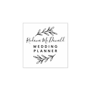 Carimbo De Borracha Modern Greenery Script Professional