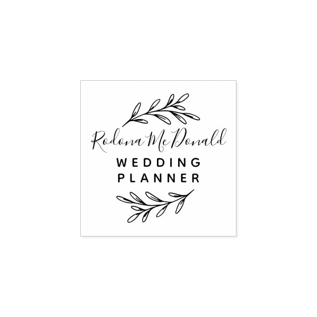 Carimbo De Borracha Modern Greenery Script Professional (Impressão)