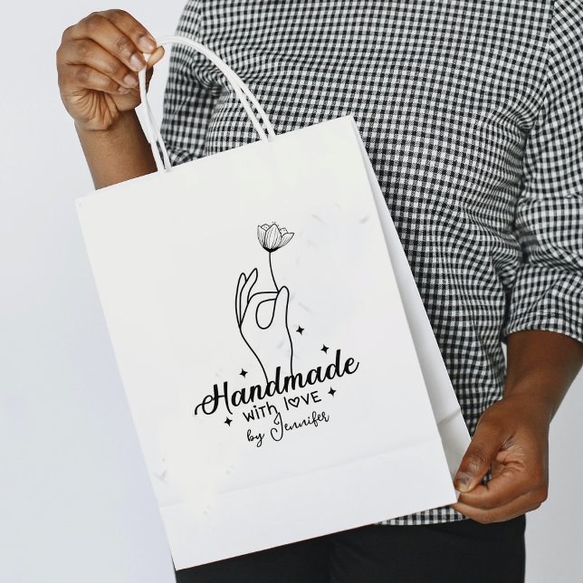 Carimbo De Borracha Modern Handmade by (nome personalizado), Large (Criador carregado)