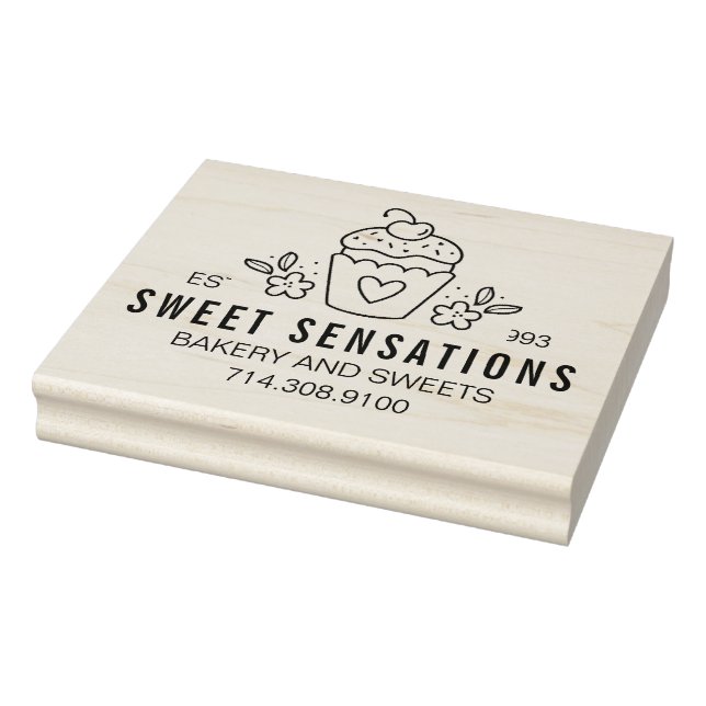 Carimbo De Borracha Modern Homemade Bakery Logo Cupcake (Carimbo)