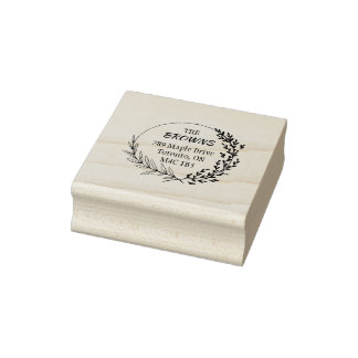 Carimbo De Borracha Modern Round Floral Wreath