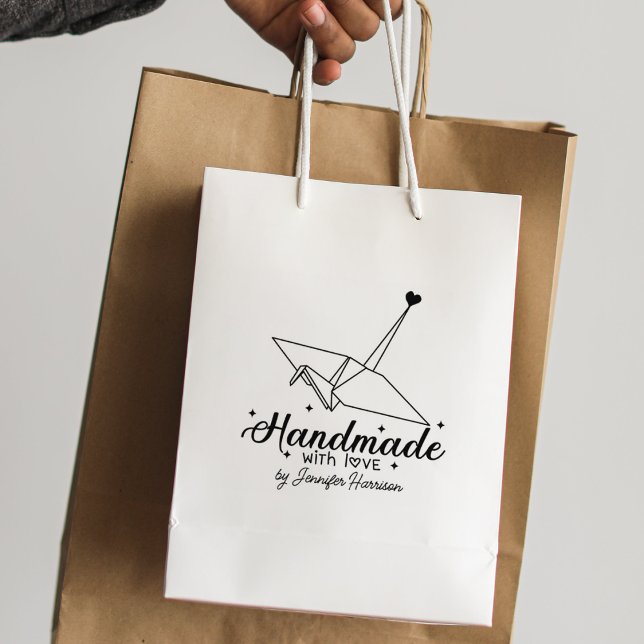 Carimbo De Borracha Modern Script Origami Handmade Business, Grande (Criador carregado)