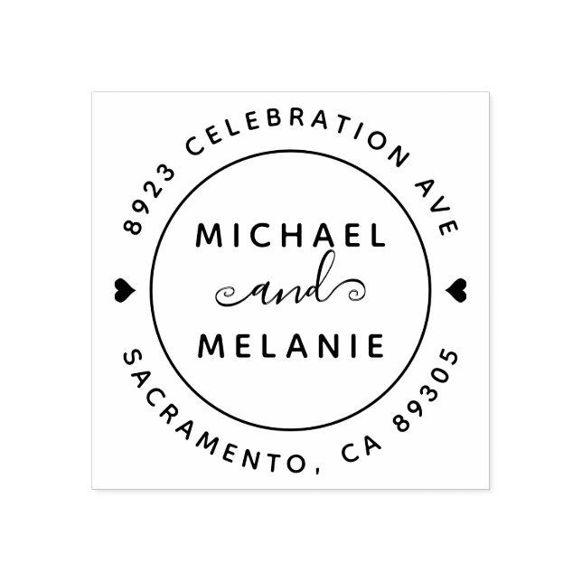 Carimbo De Borracha Modern Swirls Endereço para Devolução de Casamento (Impressão)