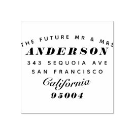 Carimbo De Borracha Modern Typografia "The Future Mr & Mrs" Endereço