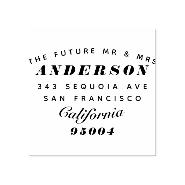 Carimbo De Borracha Modern Typografia "The Future Mr & Mrs" Endereço (Impressão)