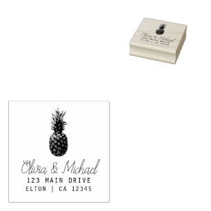 Carimbo De Borracha Modern Vintage Pineapple Return Address Wedt Ru