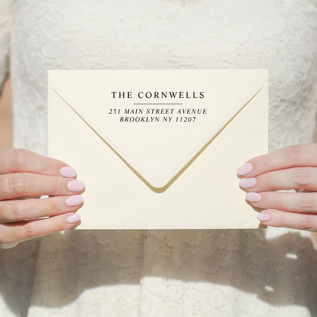 Carimbo De Borracha Modern Wedding Salvar Endereço de Devolução da Fam (Criador carregado)