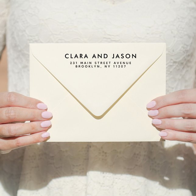 Carimbo De Borracha Modern Wedding Salvar Endereço de Devolução da Fam (Criador carregado)