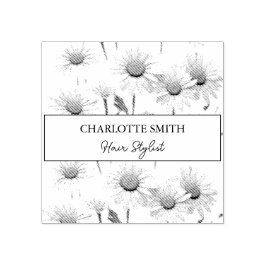 Carimbo De Borracha Modern White Daisy Floral Trendy