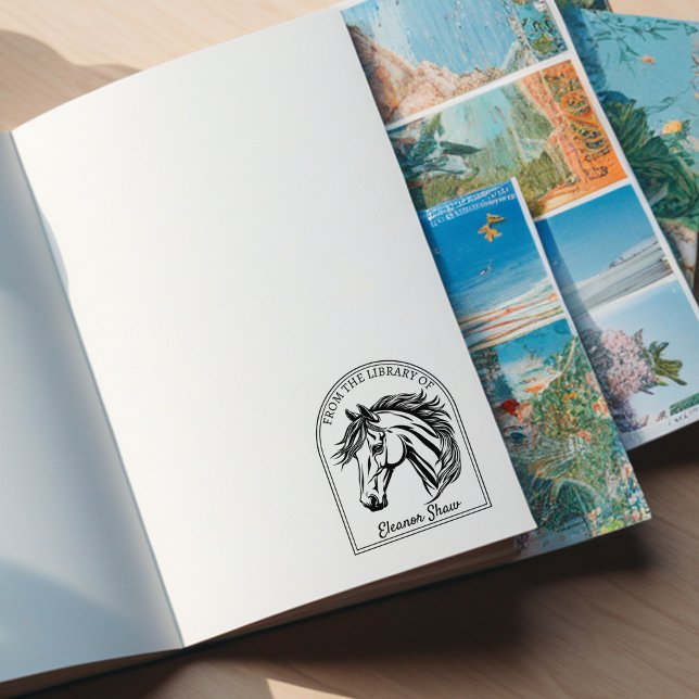 Carimbo De Borracha Moderno Da Biblioteca De, Livro De Cavalos (Criador carregado)