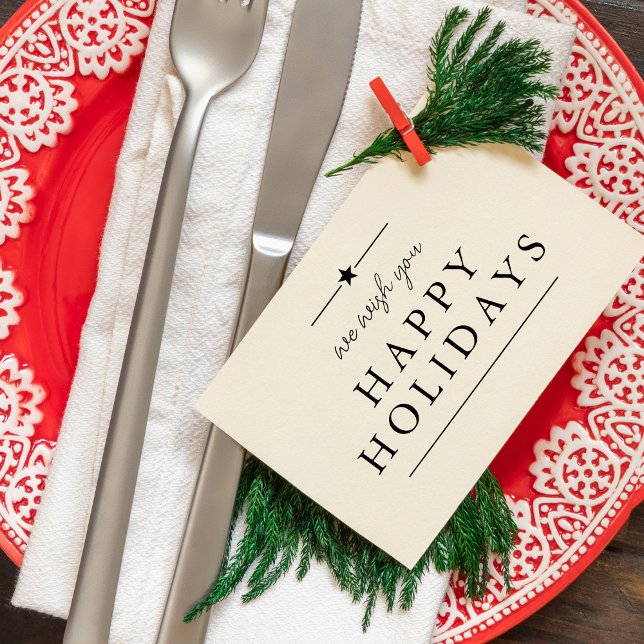 Carimbo De Borracha Moderno Desejamos Felizes Festas (Modern We Wish You Happy Holidays Rubber Stamp)