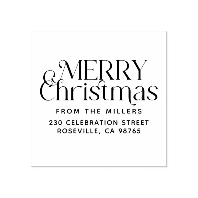 Carimbo De Borracha Moderno Feliz Natal Do Endereço De Regresso Famili (Impressão)