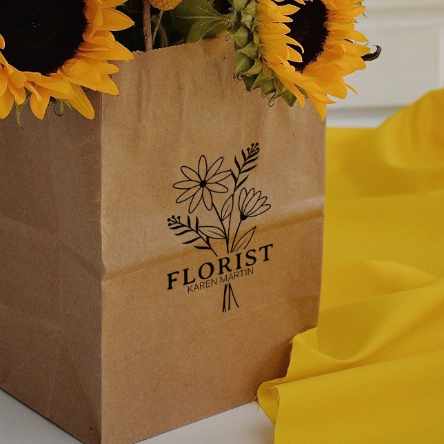 Carimbo De Borracha Moderno Florist - Personalizado de Negócios Grande (Criador carregado)