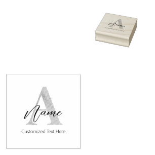 Carimbo De Borracha Moderno Monograma Inicial A & Name Personalizado