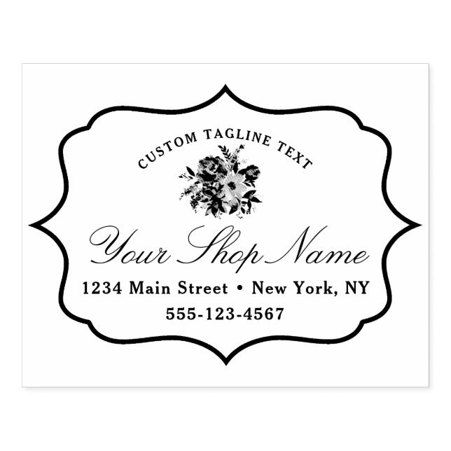 Carimbo De Borracha Moldura Chic Bracket e Script Elegante (Impressão)