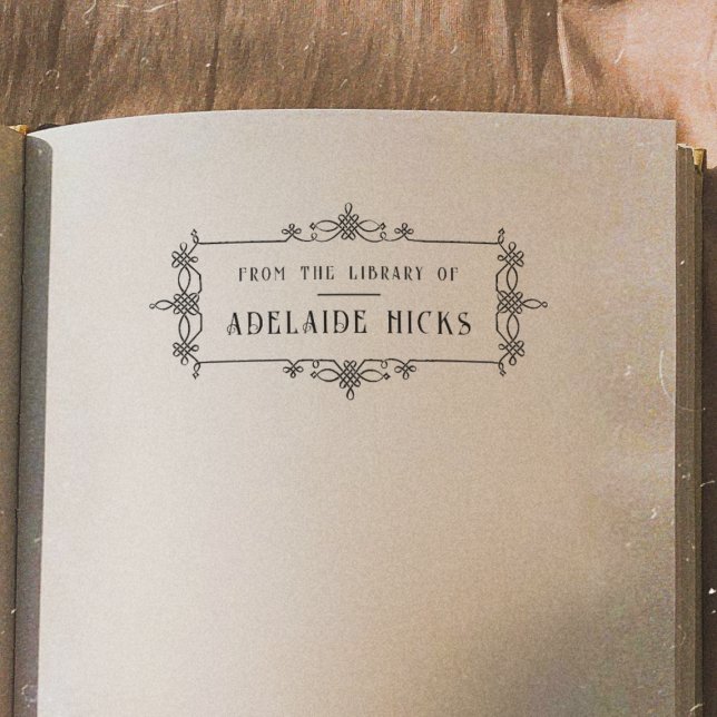 Carimbo De Borracha Moldura De Ornamentado Vintage Da Biblioteca Do Bo (Stamp Mock-up)