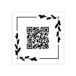 Carimbo De Borracha Moldura de Verdura Quadrada para o seu Código QR