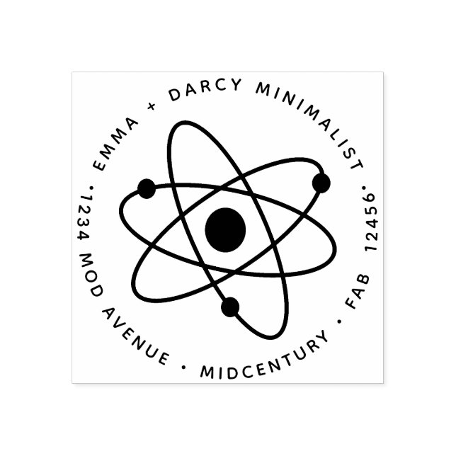 Carimbo De Borracha Molécula Atômica Moderna do Século Médio (Impressão)