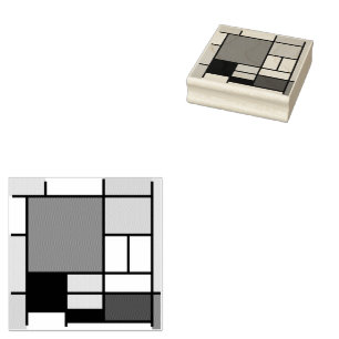 Carimbo De Borracha Mondrian Painting Red Plane Yellow Black Cinza Blu