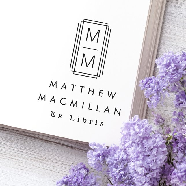 Carimbo De Borracha Monogram initials and name Ex libris library book (Monogram initials and name Ex libris library book Rubber Stamp)