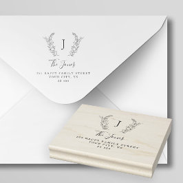 Carimbo De Borracha Monograma clássico com nome de família personaliza