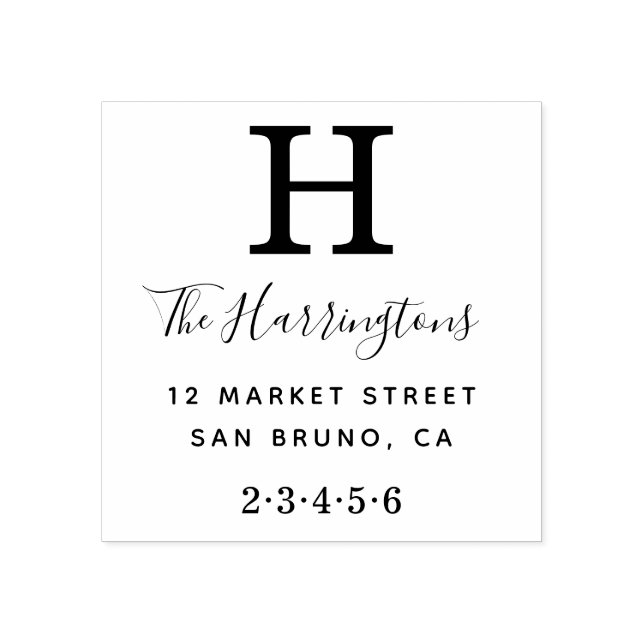 Carimbo De Borracha Monograma Clássico com Nome e Endereço de Retorno (Impressão)