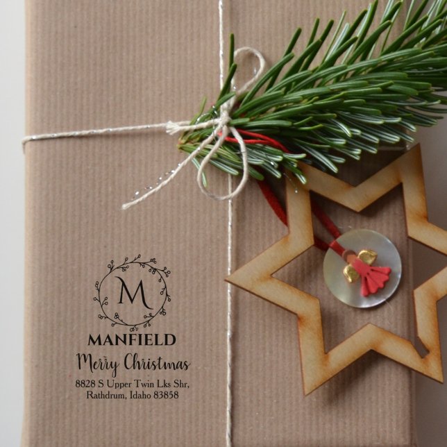 Carimbo De Borracha Monograma da Família Personalizada, Feliz Natal, (Criador carregado)