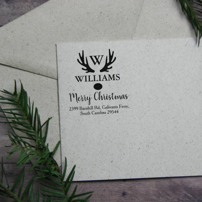 Carimbo De Borracha Monograma da Família Personalizada, Feliz Natal, (Criador carregado)