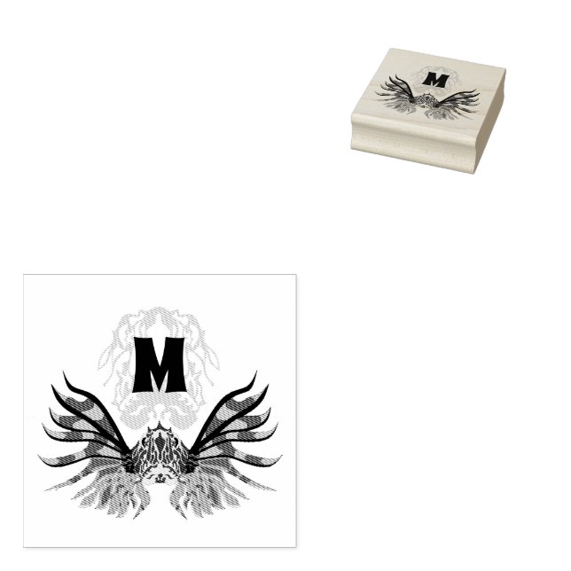 Carimbo De Borracha Monograma de Lionfish Colorido (Carimbado)