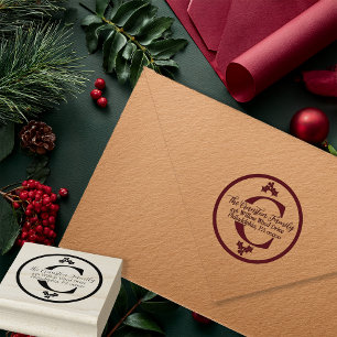 Carimbo De Borracha Monograma de Natal Férias Holly e Frutas