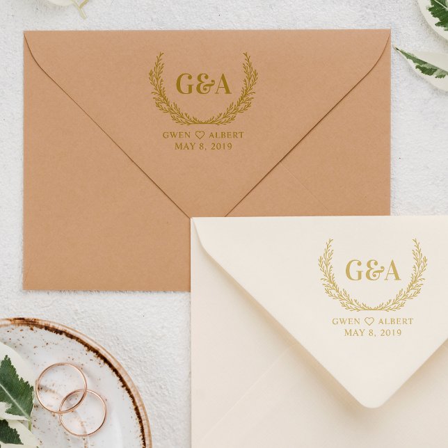 Carimbo De Borracha Monograma de Nomes e Iniciais de Casal de Twigs (Criador carregado)