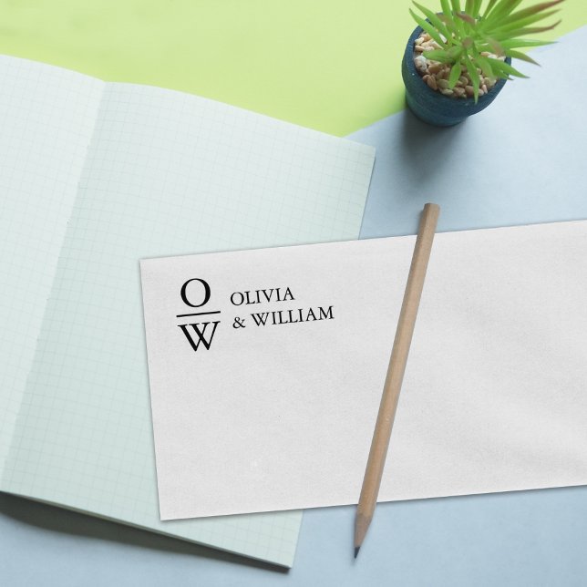 Carimbo De Borracha Monograma de Nomes Personalizados Modernos (Criador carregado)