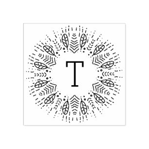 Carimbo De Borracha Monograma de penas