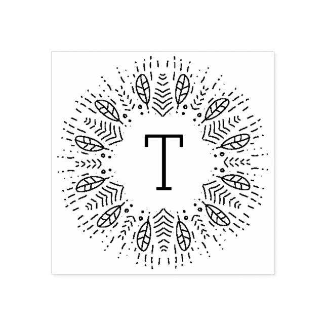 Carimbo De Borracha Monograma de penas (Impressão)