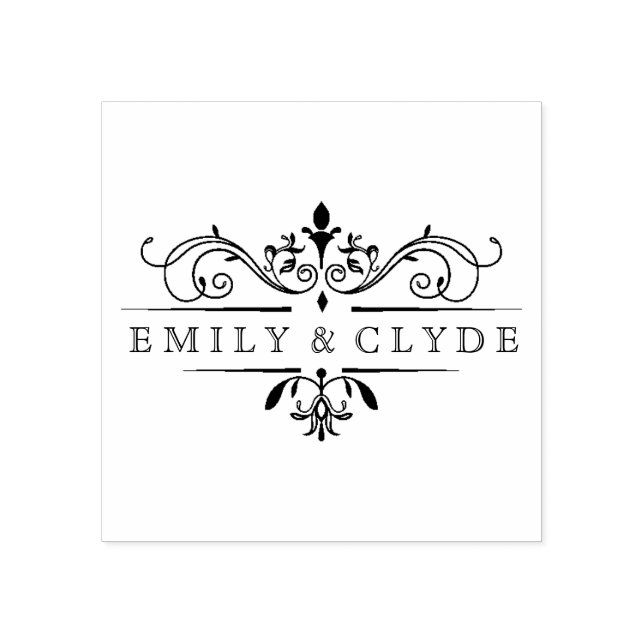 Carimbo de borracha monograma do Casal Vintage (Impressão)