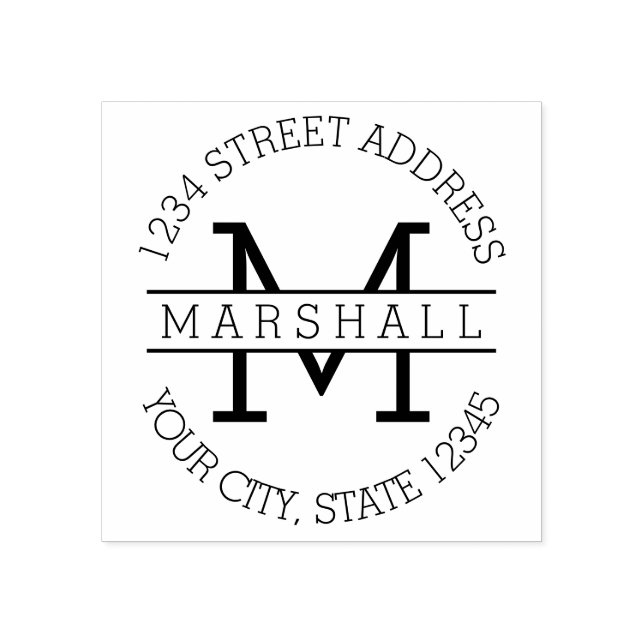 Carimbo De Borracha Monograma do solteiro com Nome e Endereço de Devol (Impressão)