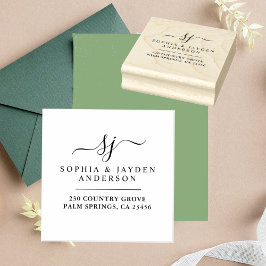 Carimbo De Borracha Monograma elegante de casamento elegante