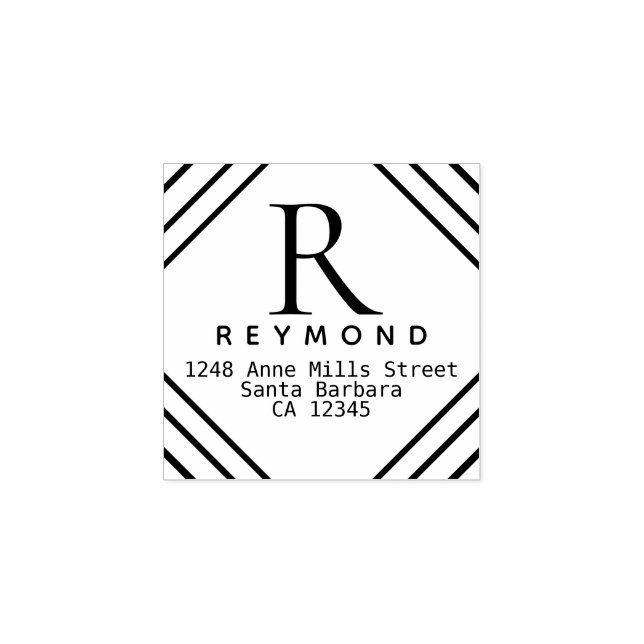 Carimbo De Borracha monograma familiar com endereço de retorno (Impressão)